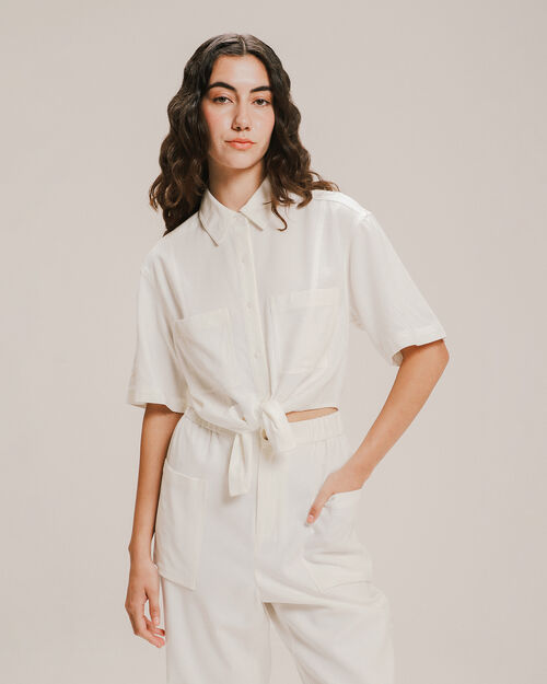 Camisa Cropped Beige